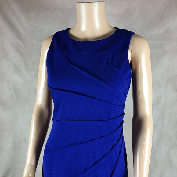 CALVIN KLEIN Starburst Pintuck Blue Sheath Dress Size 2 - Picture 5 of 6